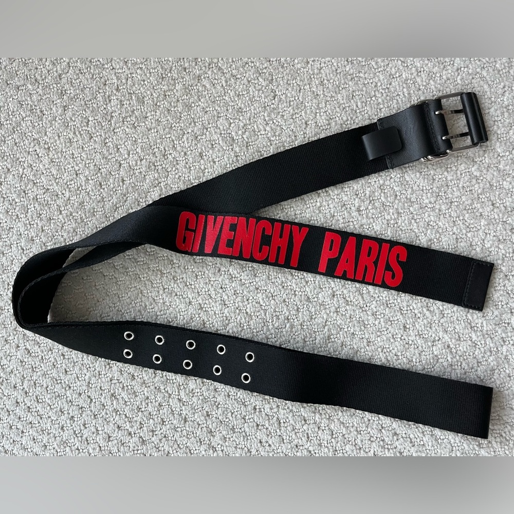 Givenchy Black Belt with Red Text